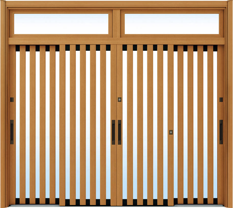 簡単ドアリモ玄関引戸 伝統和風 A01 複層/単板ガラス仕様 9尺4枚建 ランマ付 外額縁50